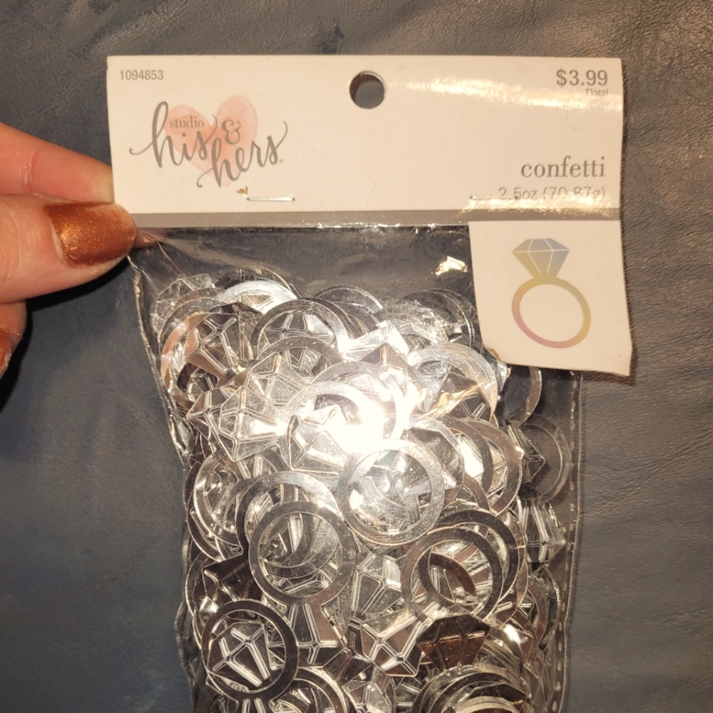 Brand New Engagement Ring Silver Confetti